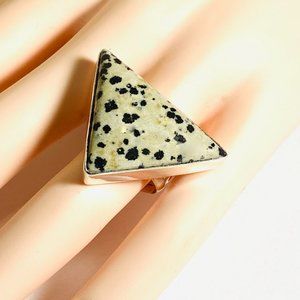 Dalmatian Gemstone 925 Stamped Ring